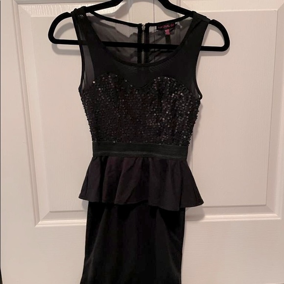 LED Peplum Style Dress-Imported-Black - Picture 4 of 5